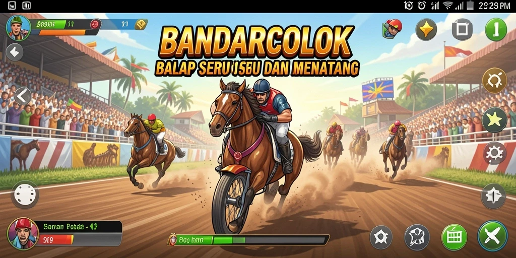Screenshot gameplay BANDARCOLOK menampilkan aksi balapan yang mendebarkan.