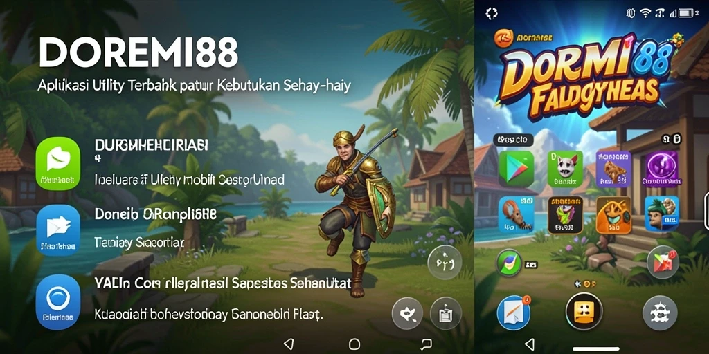Tampilan utama aplikasi DOREMI88 dengan fitur-fitur utility.