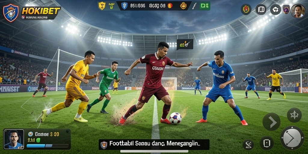 Gameplay HOKIBET yang penuh aksi di lapangan sepak bola.