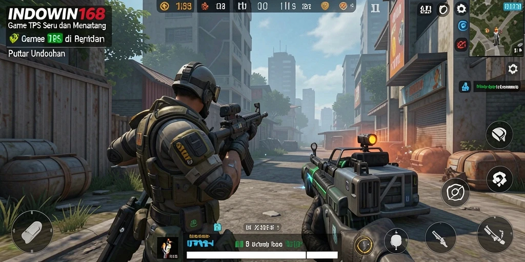 Tampilan gameplay seru dari INDOWIN168 dalam aksi TPS.