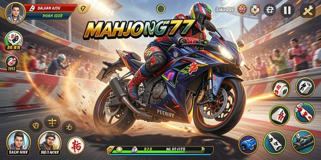 Tampilan gameplay balapan motor yang penuh adrenalin.