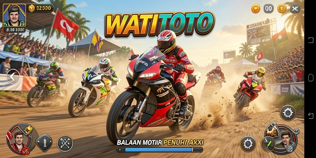 Gameplay motor balap WATITOTO yang seru dan mendebarkan.